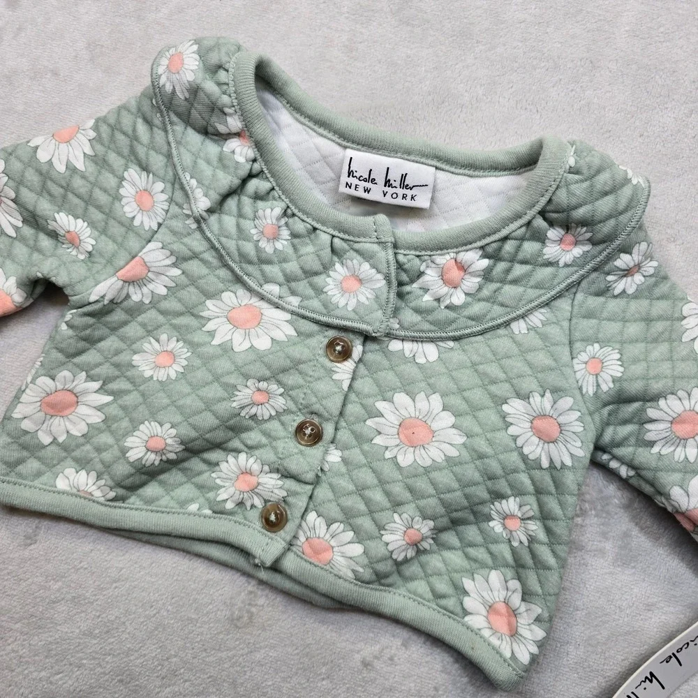 Nicole Miller New York Quilted Daisy Print Jacket Baby‎ Girls 3 6 Months NEW